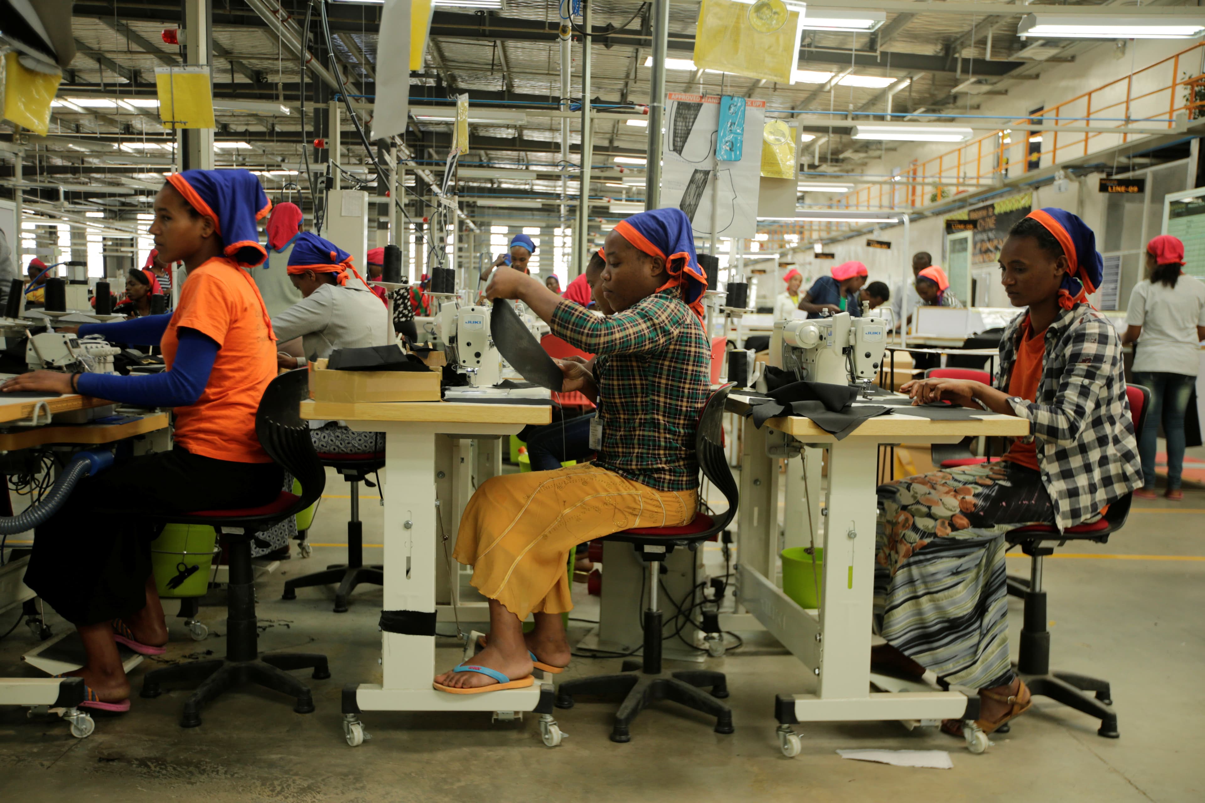 Ethiopian manufacturing team on an active production floor